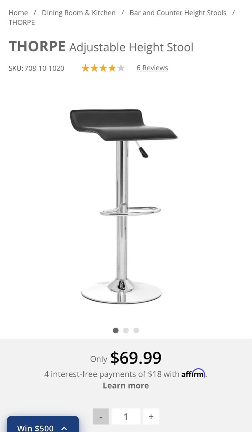 4 Adjustable Black Bar Stool - photo 4