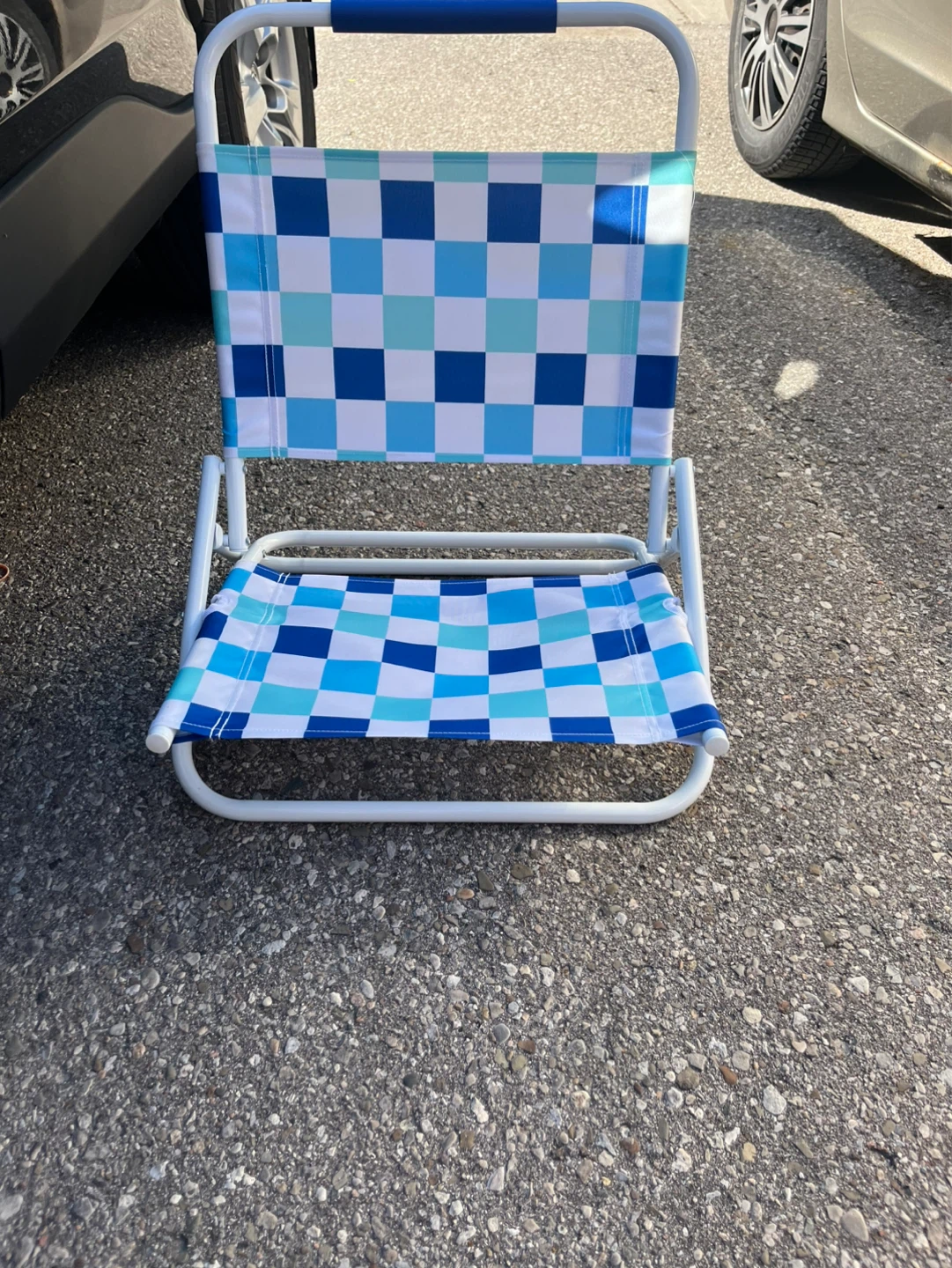 Blue and White Checkered Beach Chair - photo 2