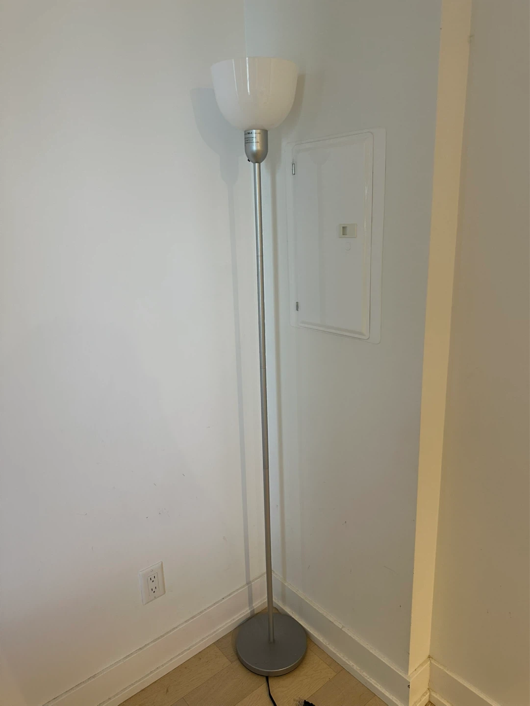 Silver Floor Lamp with Frosted Glass Shade