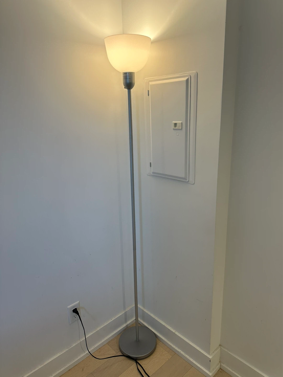 Silver Floor Lamp with Frosted Glass Shade - photo 2