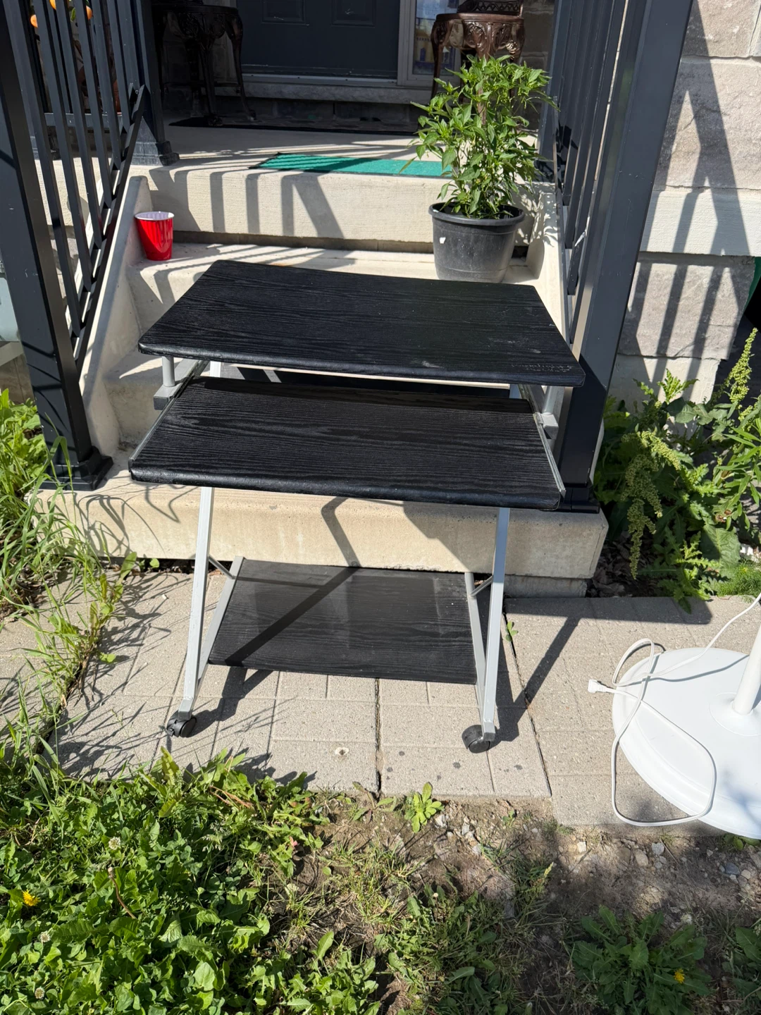 Black Foldable Laptop Desk with Wheels