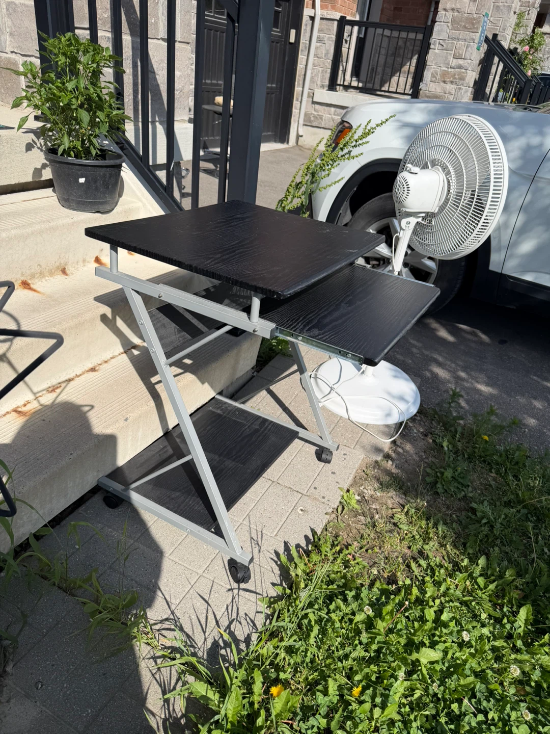 Black Foldable Laptop Desk with Wheels - photo 2