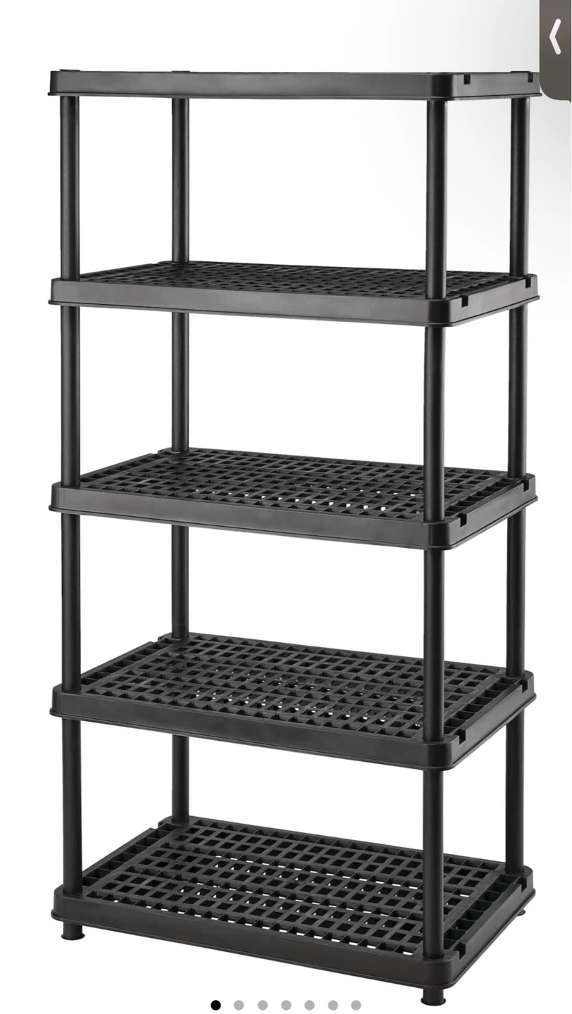 Black 5-Tier Plastic Shelving Unit