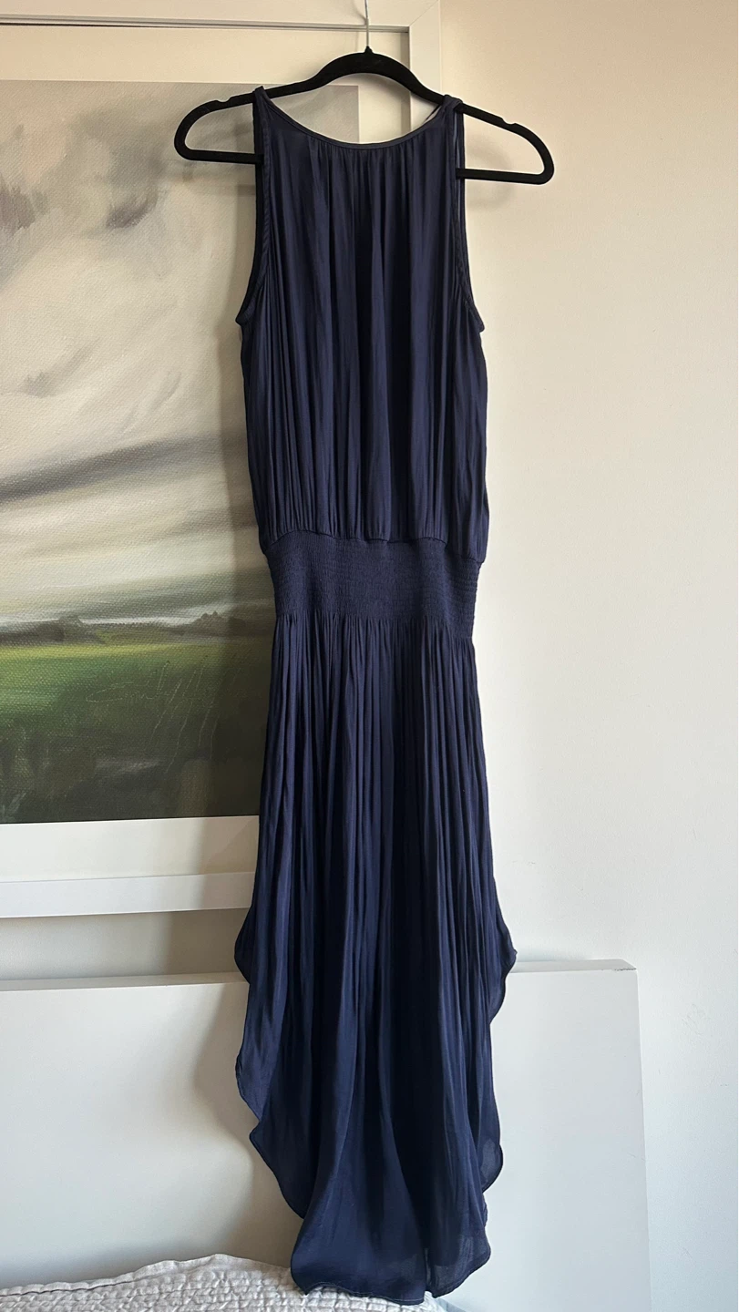 Pookie and Sebastian asymmetric dark blue summer dress