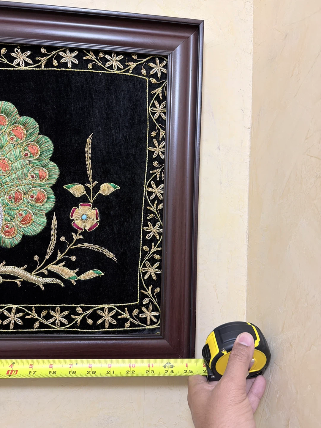 Framed Peacock Embroidery Art - photo 3