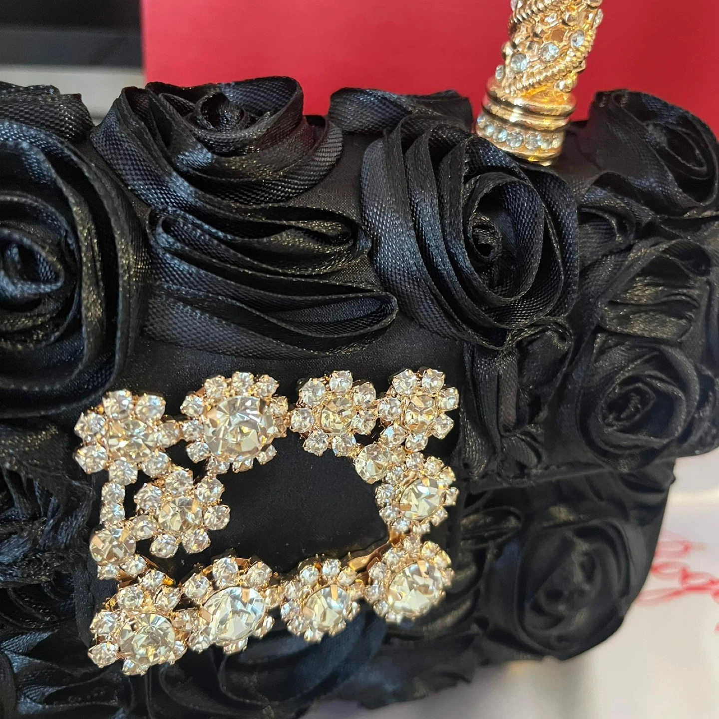 Roger Vivier Black Rose Embellished Evening Bag - photo 3