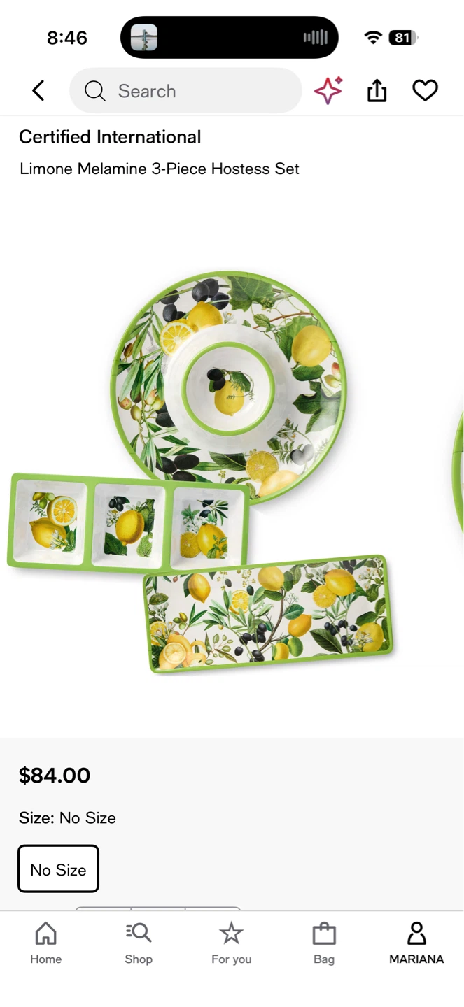 Certified International Limone Melamine 3-Piece Hostess Set