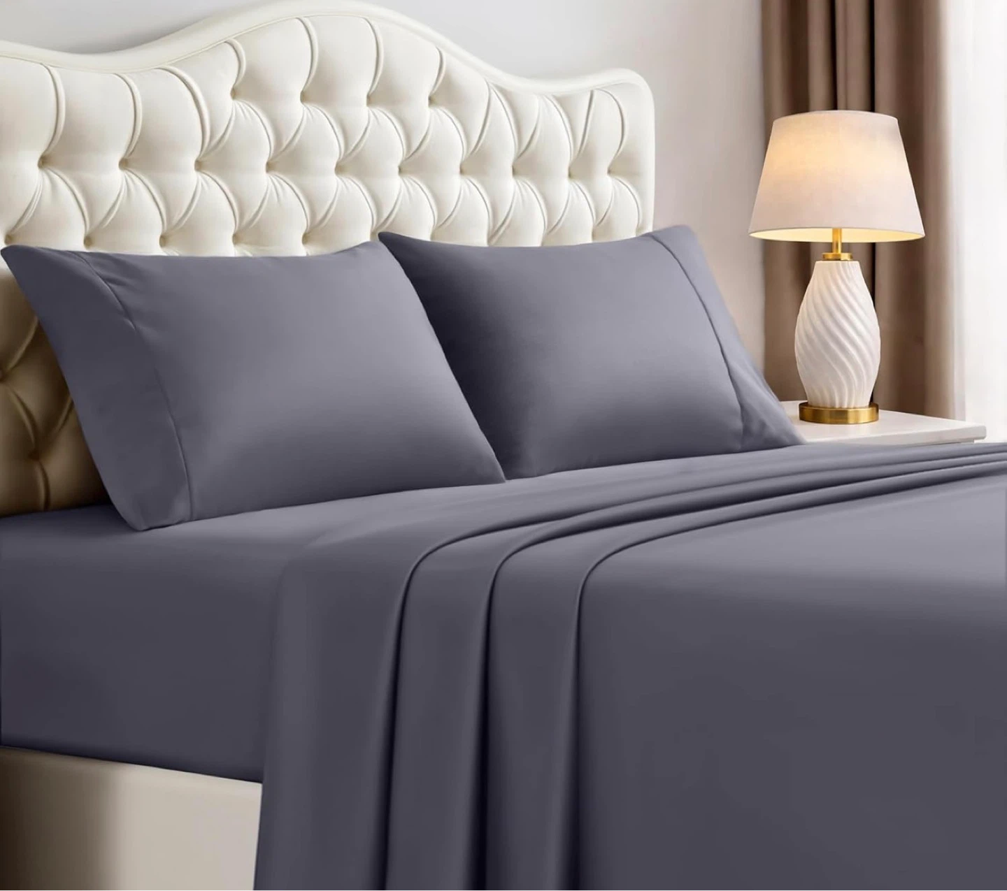 Utopia King Size Bed Sheet Set - Grey