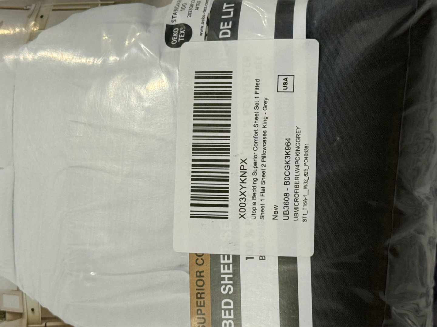 Utopia King Size Bed Sheet Set - Grey - photo 3