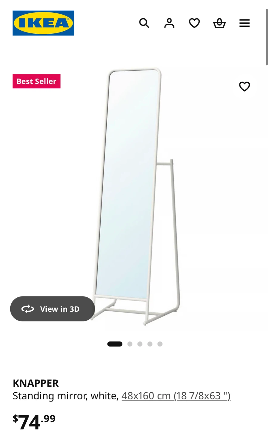 IKEA KNAPPER Standing Mirror BLACK