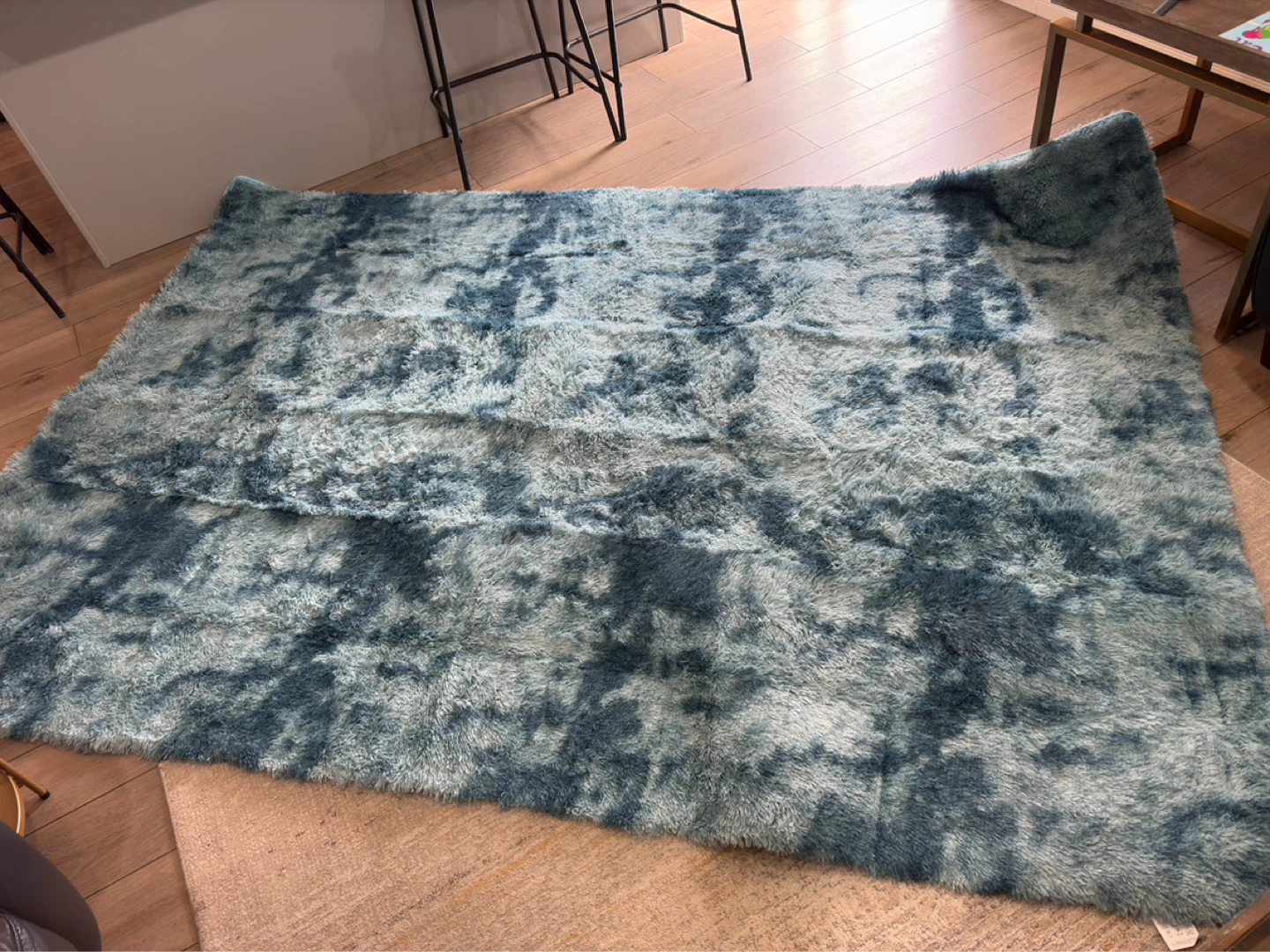 New!  Tie-Dyed Navy Blue Soft Area Rug 5x8 ft⚽️ - photo 3