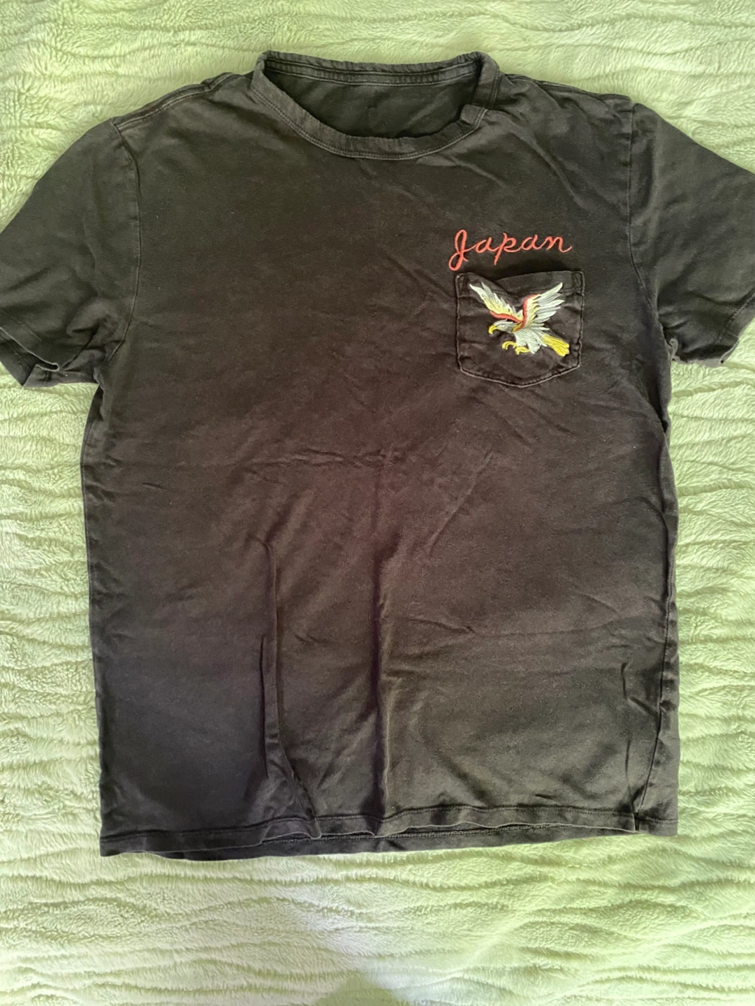 Black Graphic T-Shirt with Japan Embroidered Design