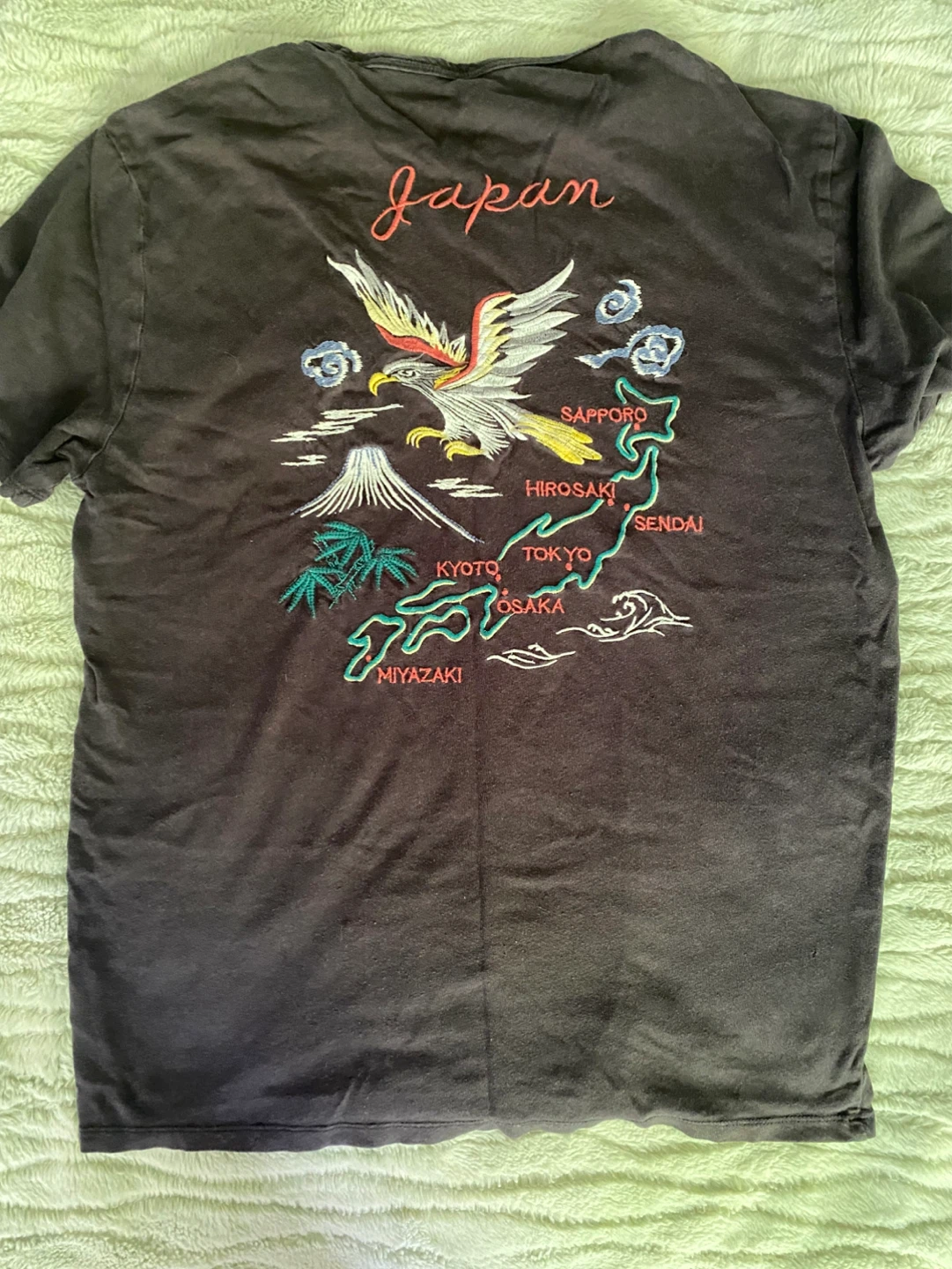 Black Graphic T-Shirt with Japan Embroidered Design - photo 2