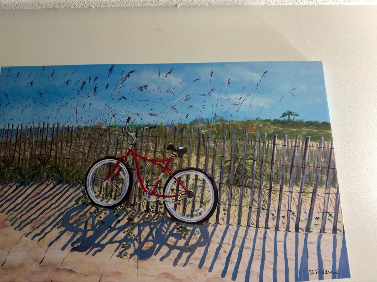 Red Beach Cruiser Bicycle Wall Art
