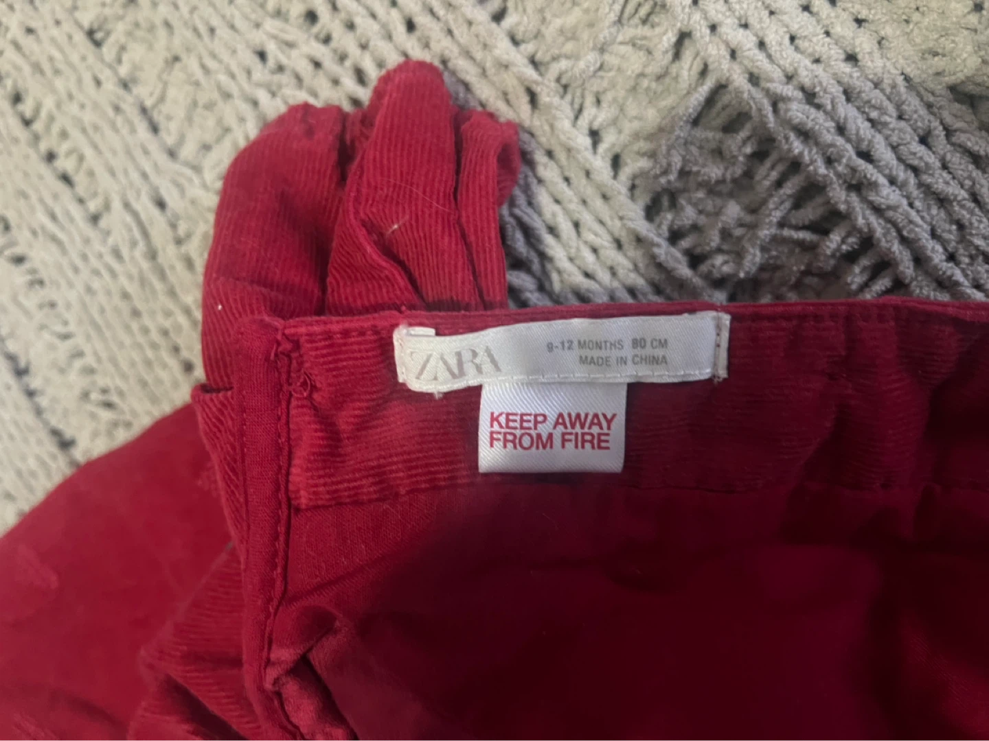 Zara Red Corduroy Dress with Hearts Size 9-12 Months - photo 3