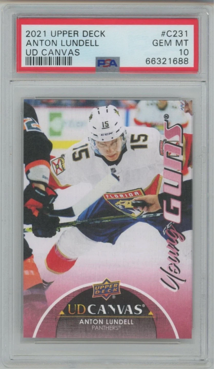 2021 Upper Deck Anton Lundell UD Canvas Young Guns PSA 10