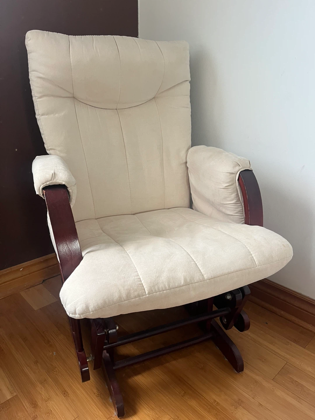 Cream Glider Rocking Chair with Padded Arms