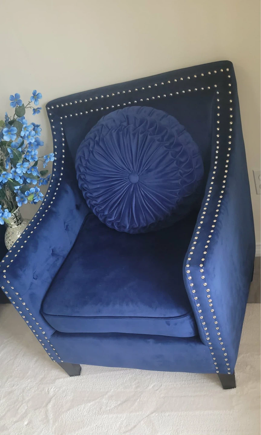 Blue Velvet Accent Chair - photo 4