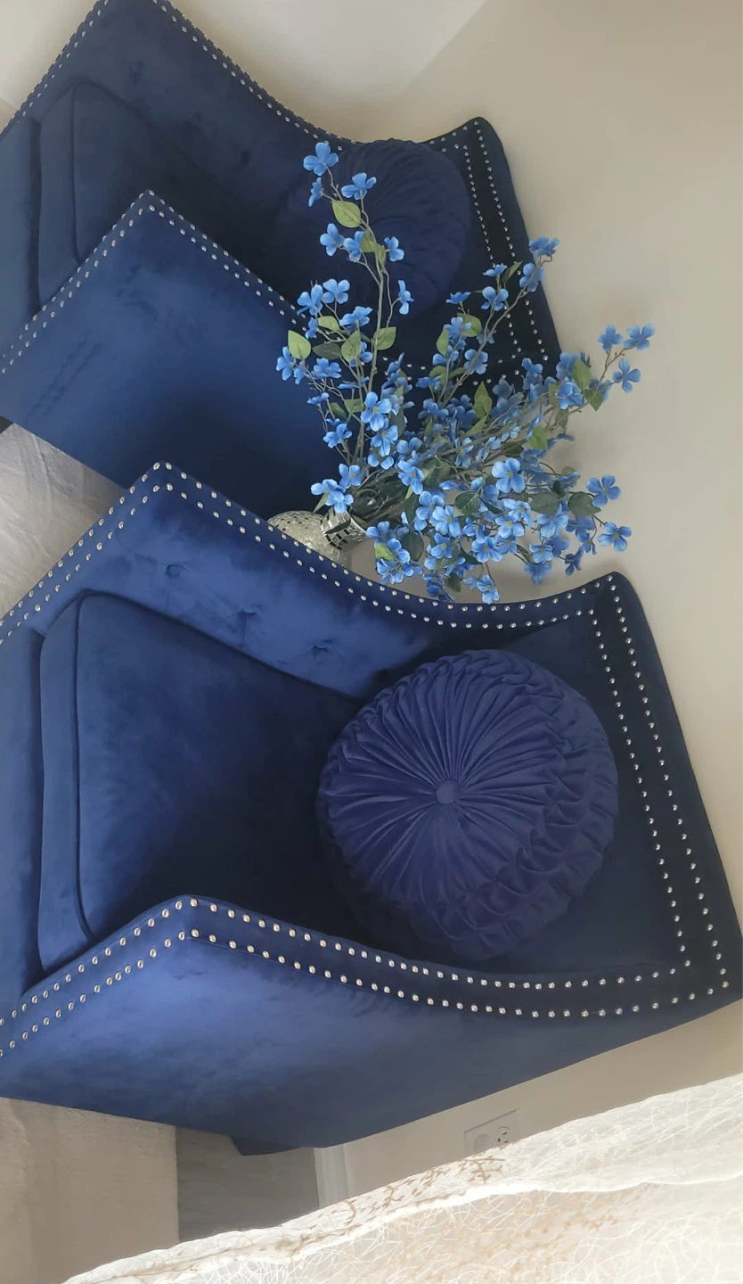 Blue Velvet Accent Chair - photo 3