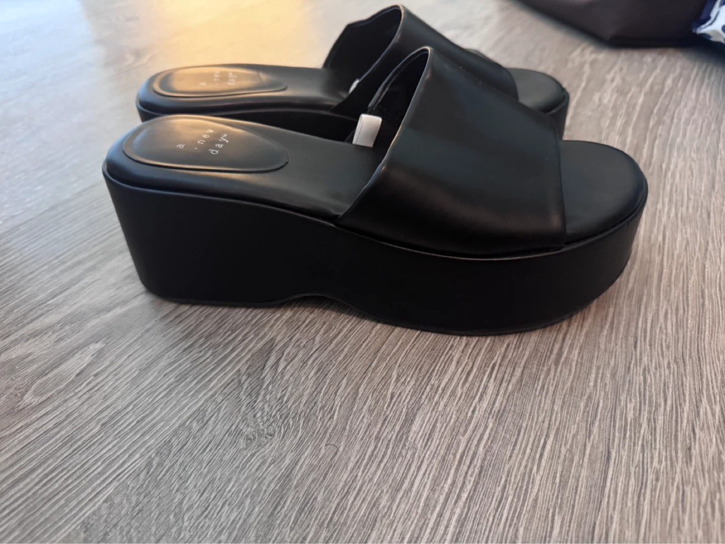 A New Day Black Platform Slide Sandals (size 7) - photo 3