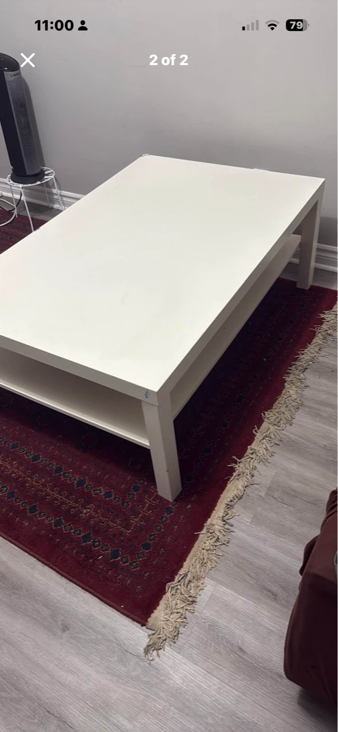 White Coffee Table with Shelf