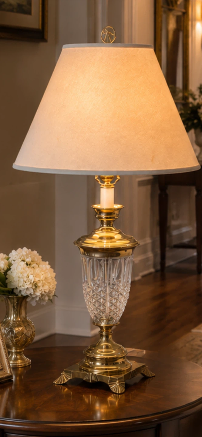 Brass and Crystal Table Lamp - photo 2