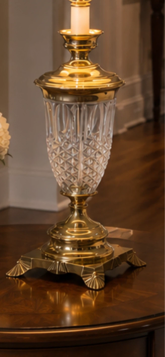 Brass and Crystal Table Lamp - photo 3