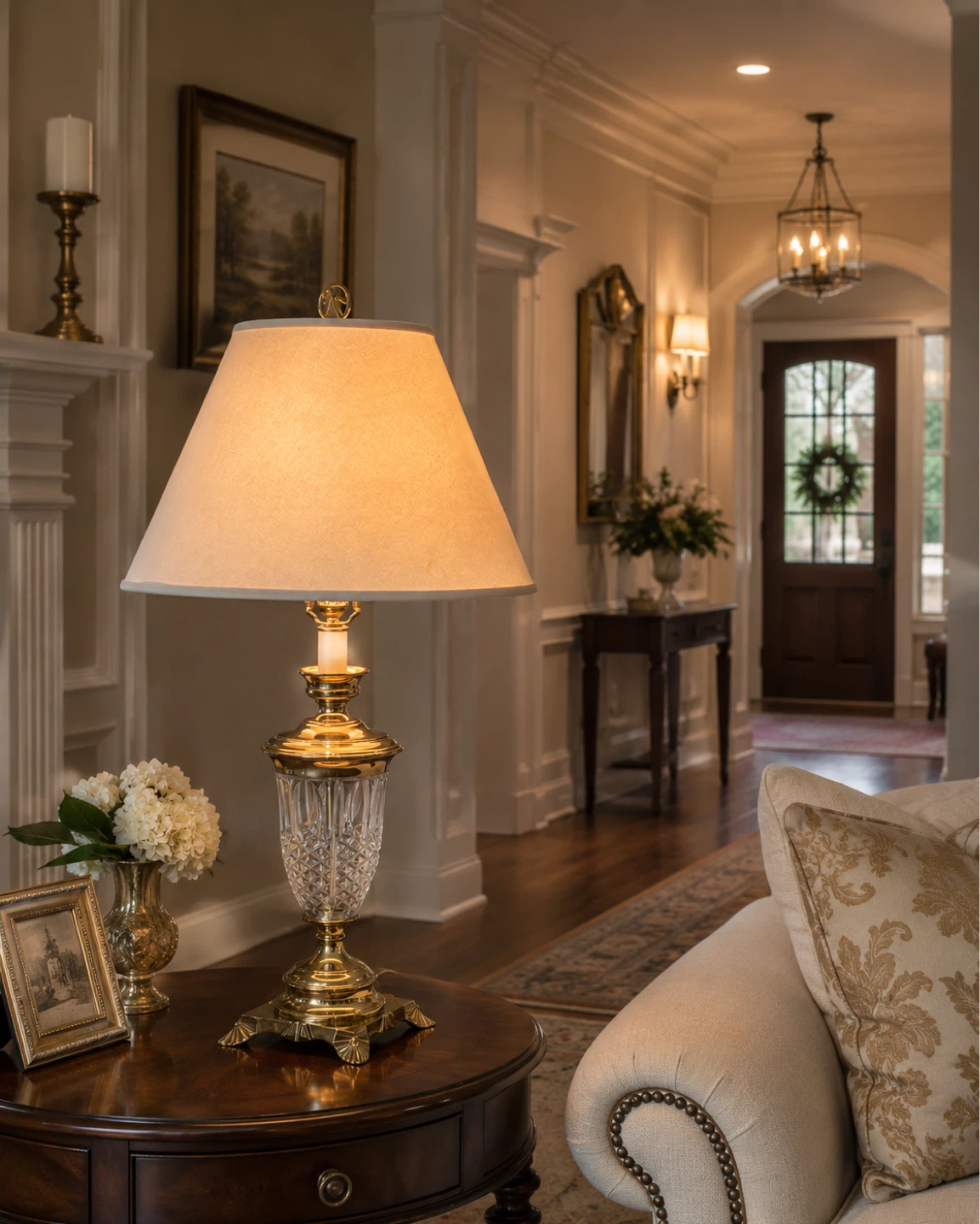 Brass and Crystal Table Lamp