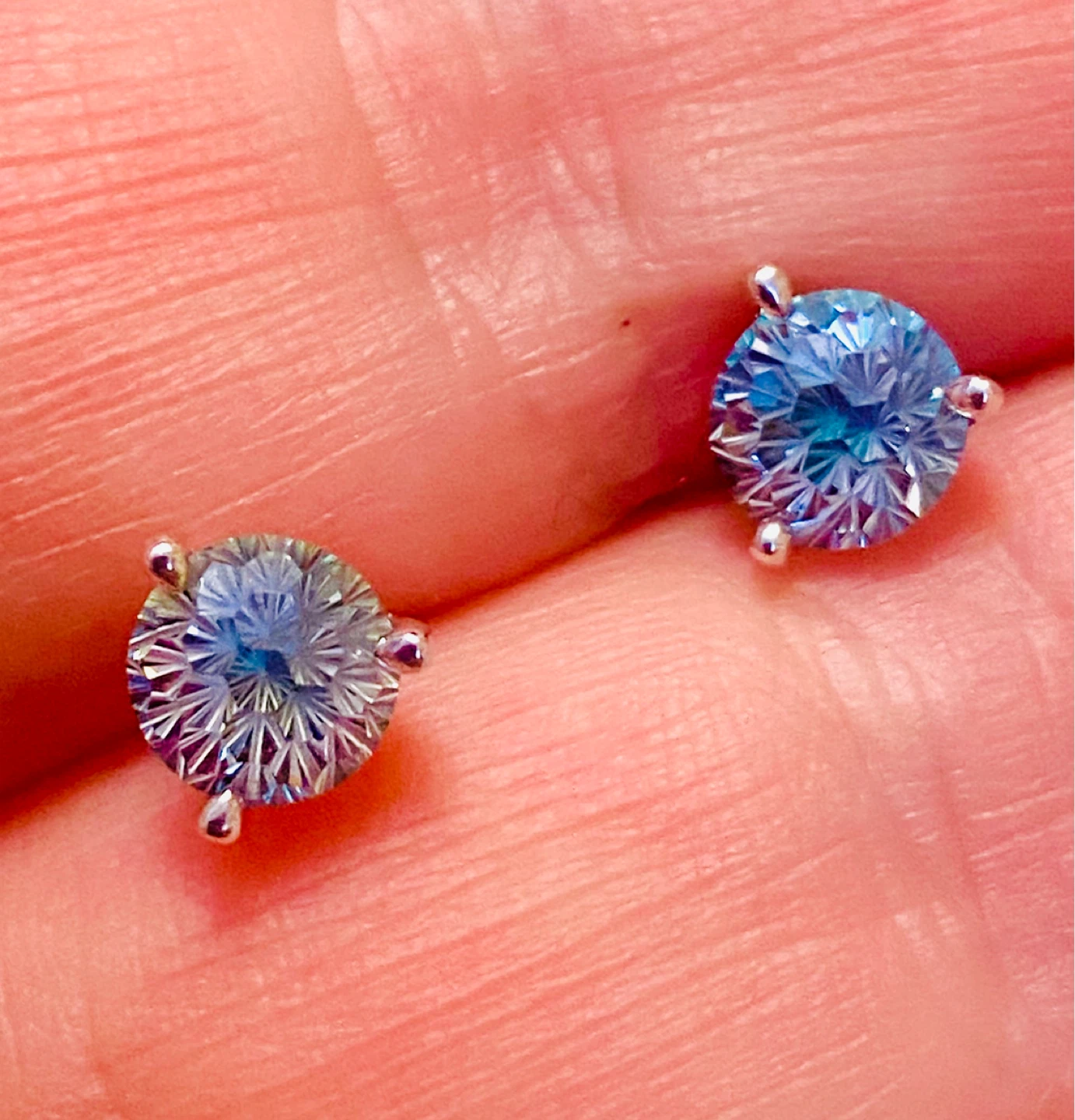 Blue Stud Sterling Silver Earrings