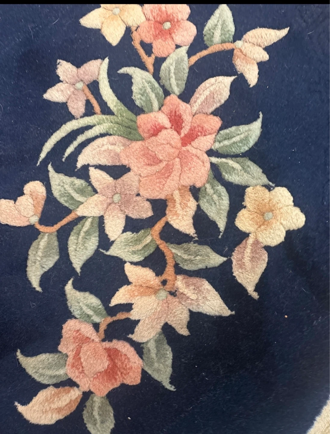 Oriental Chinese Wool Round Floral Rug - photo 2