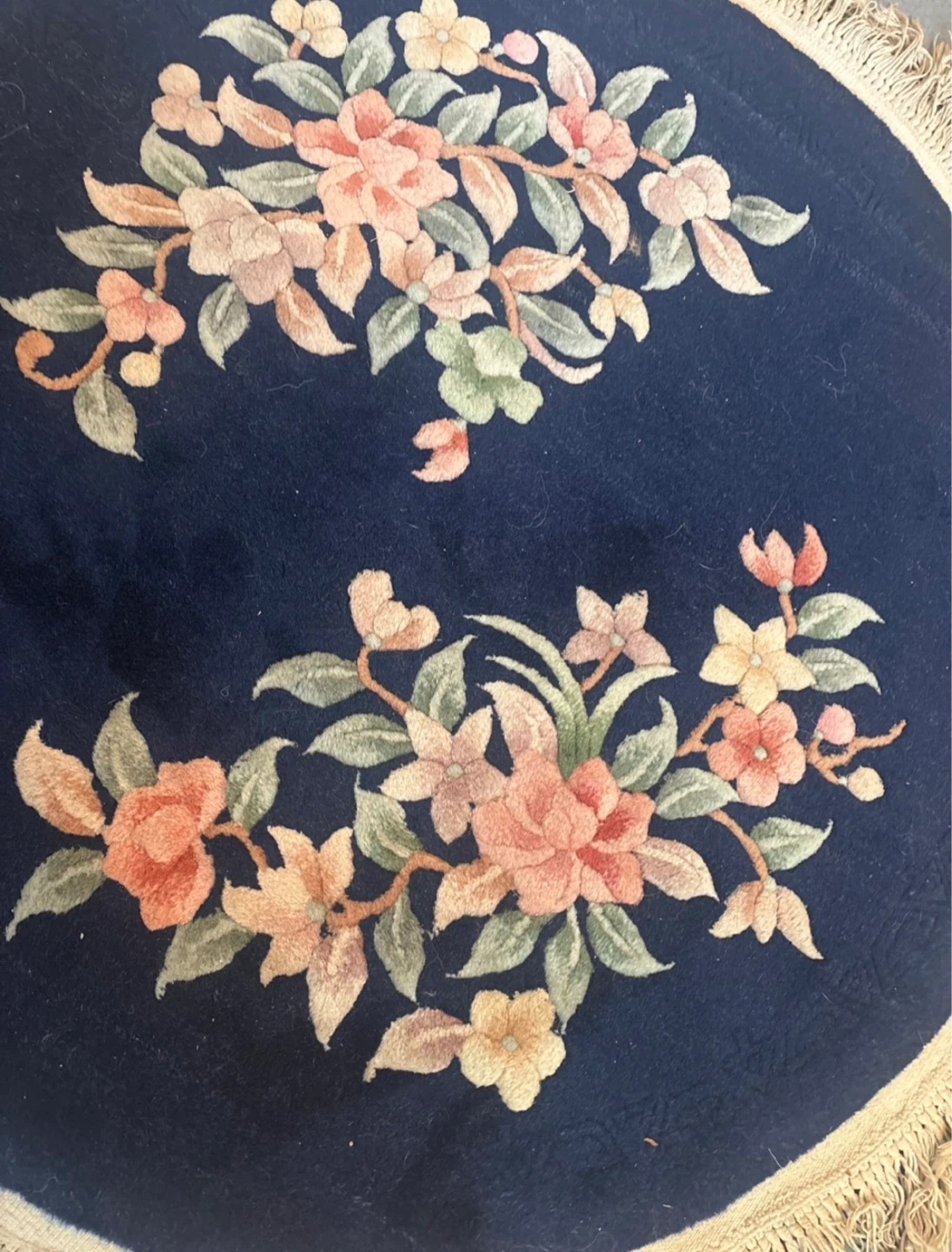 Oriental Chinese Wool Round Floral Rug - photo 3