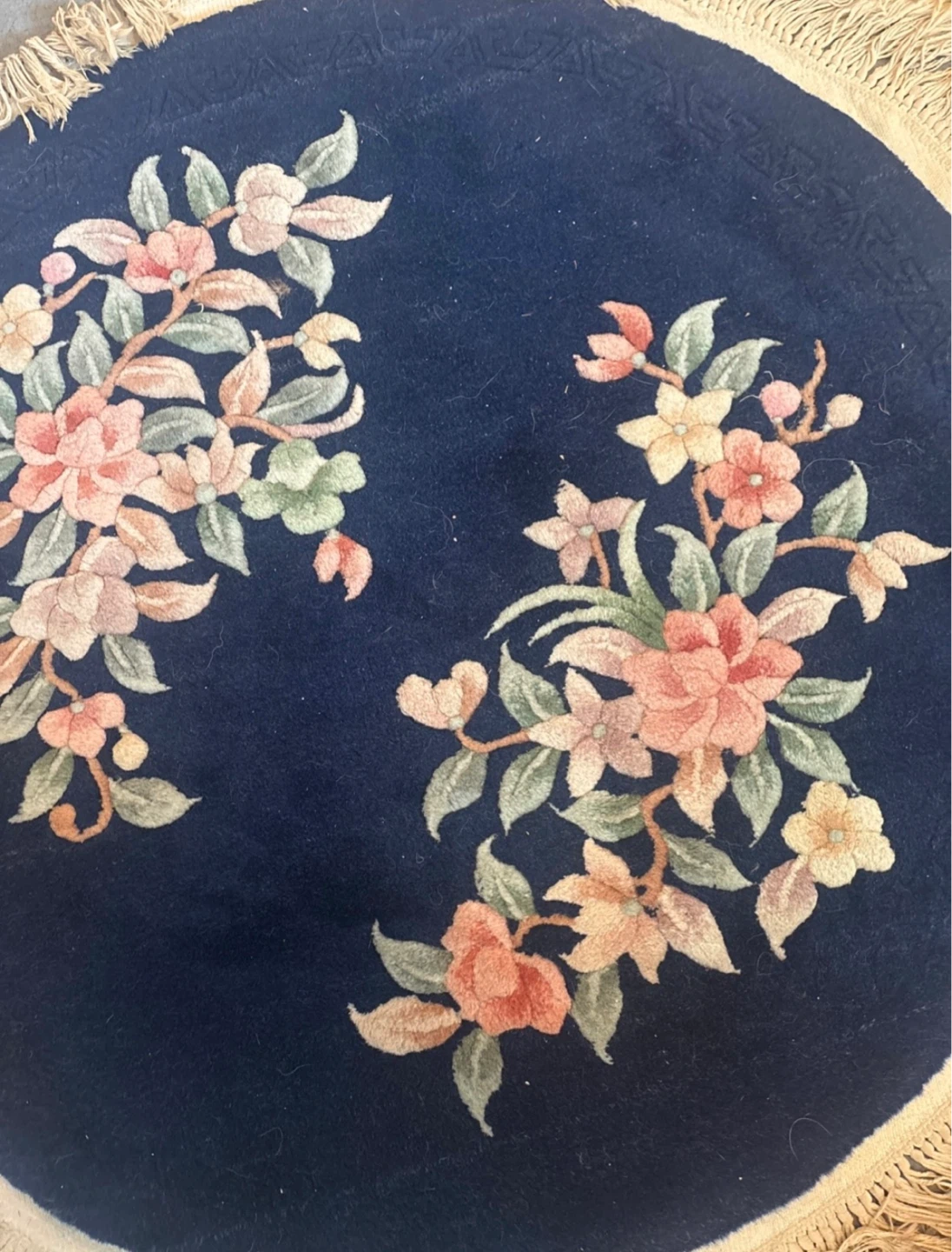 Oriental Chinese Wool Round Floral Rug - photo 5