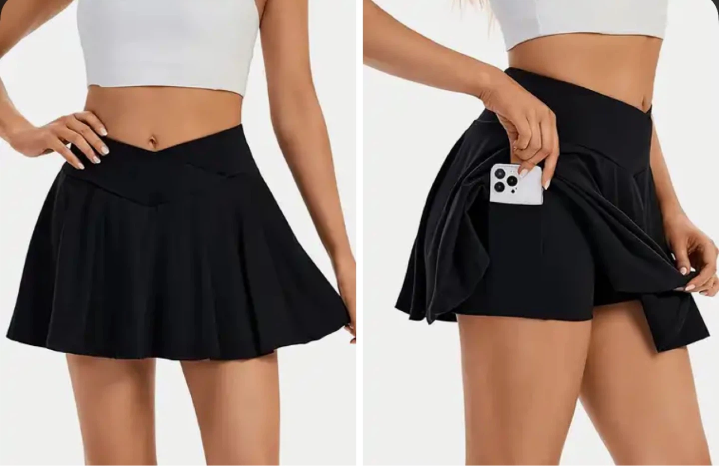 Black Athletic Skort with Phone Pocket. Size XL