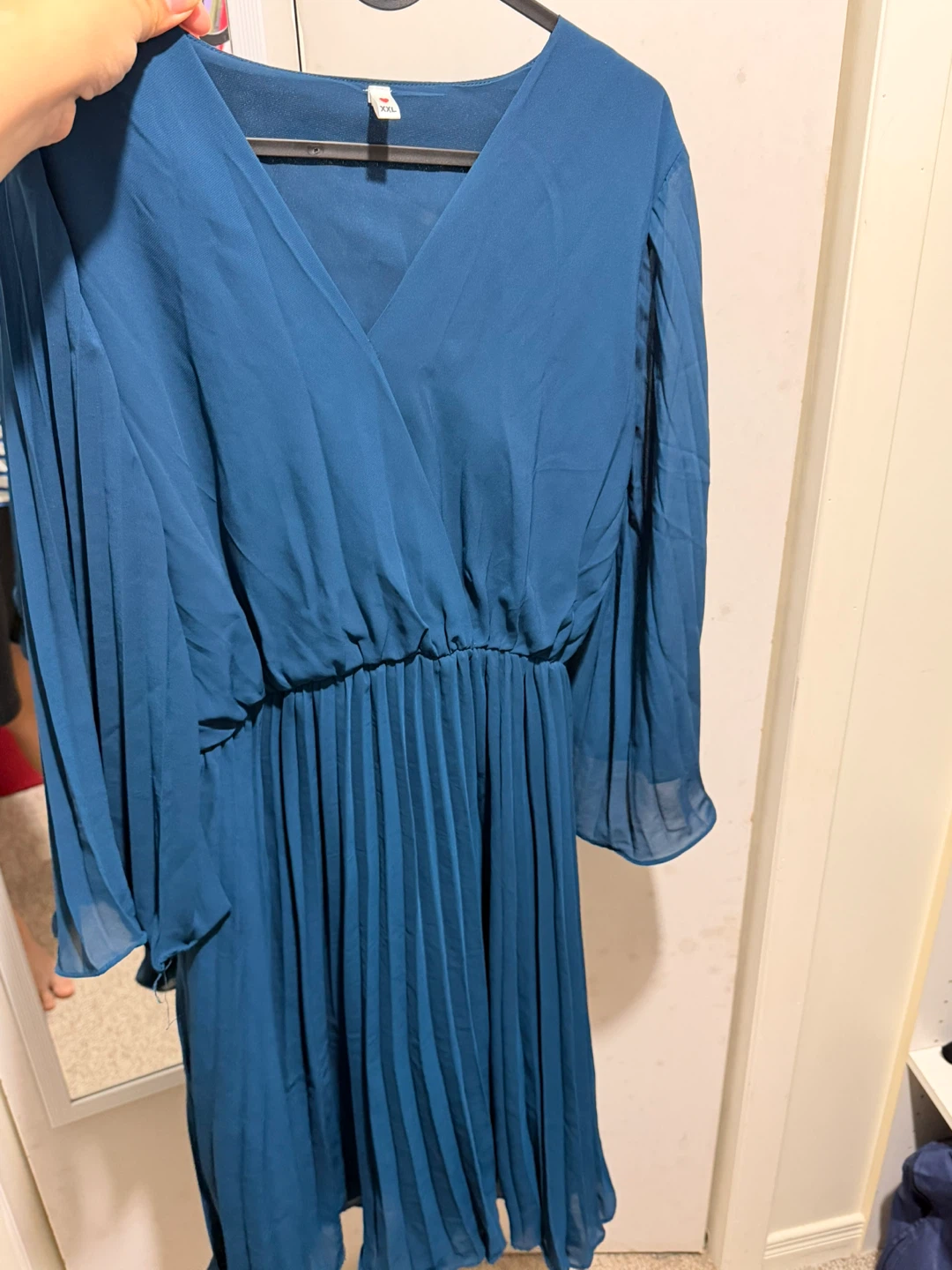 Blue Pleated Midi Dress