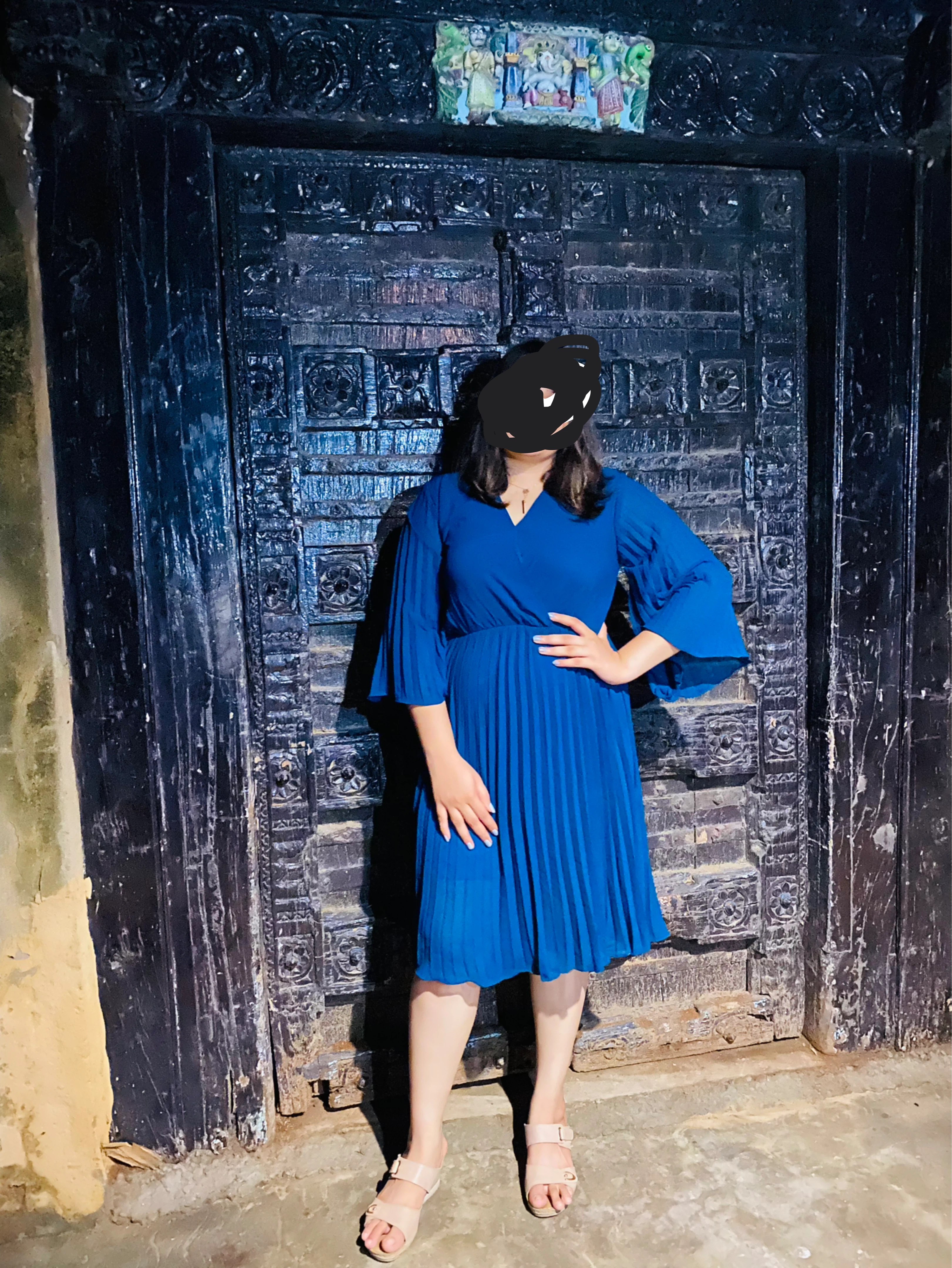 Blue Pleated Midi Dress - photo 2