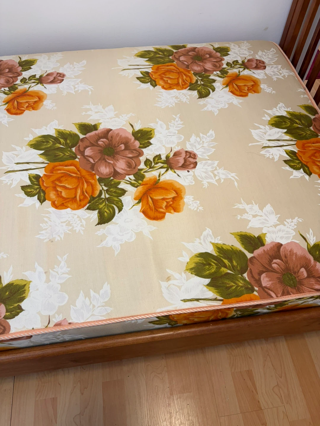 Wooden Bed Frame with Floral Mattress - photo 2