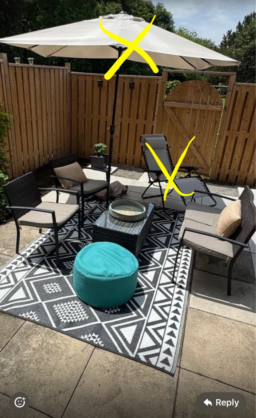 Wicker Outdoor Coffee Table with chairs&rug