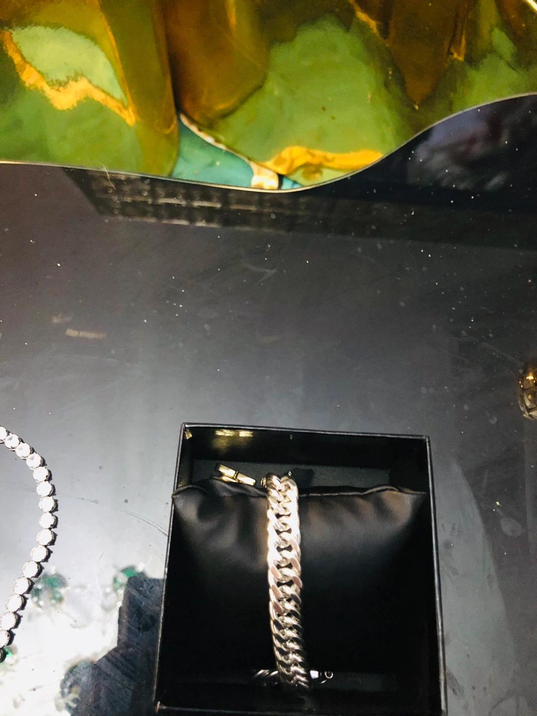 Unisex Silver Cuban Link Chain Bracelet with good luck sign - photo 5