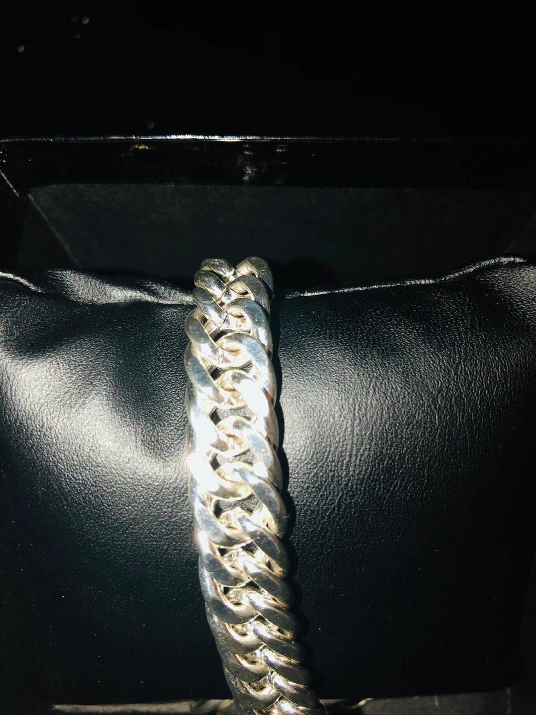 Unisex Silver Cuban Link Chain Bracelet with good luck sign - photo 3