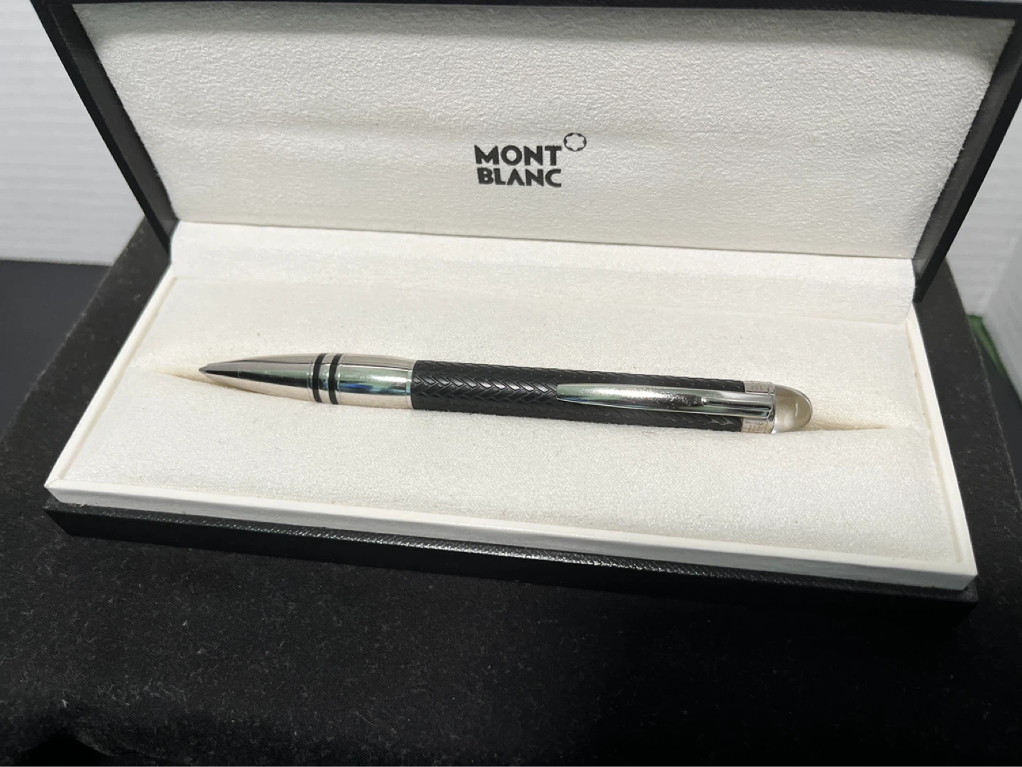 Montblanc Ballpoint Pen with Woven Black Grip with Case