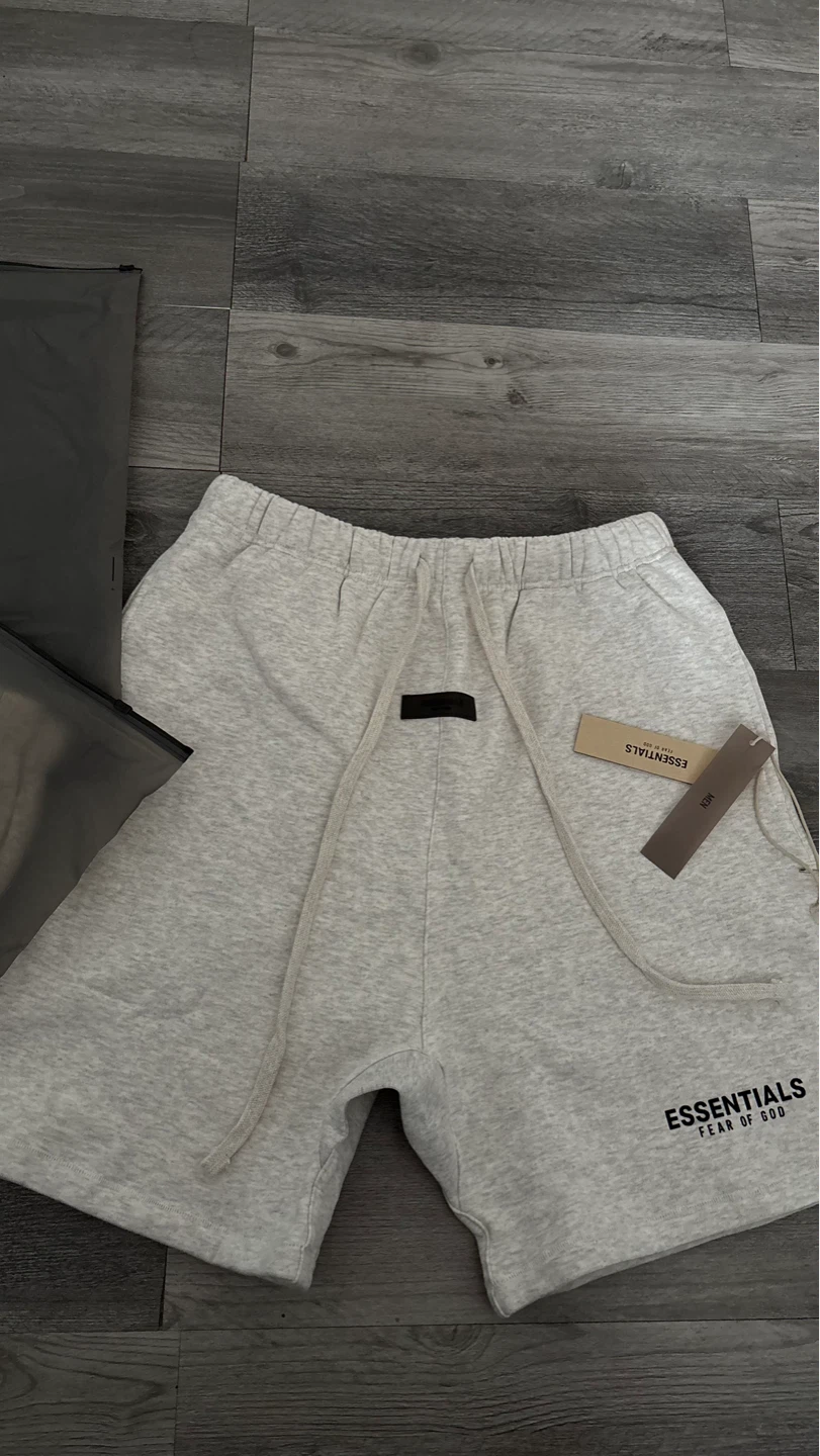 Fear of God Essentials Light Oatmeal Sweat Shorts