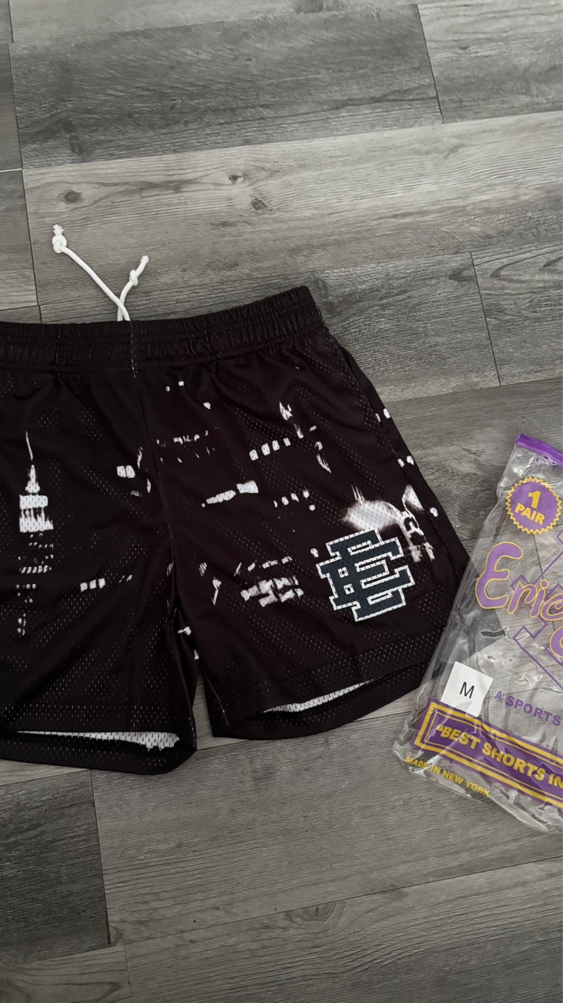 Eric Emanuel EE Mesh Shorts Black NYC Skyline Size M