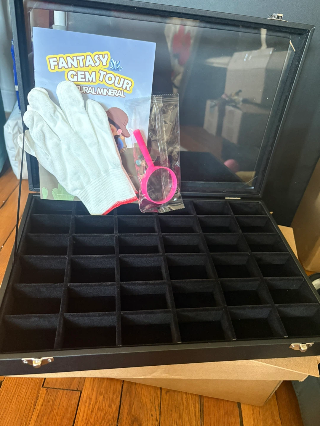 Fantasy Gem Tour Natural Mineral Display Case with Accessories