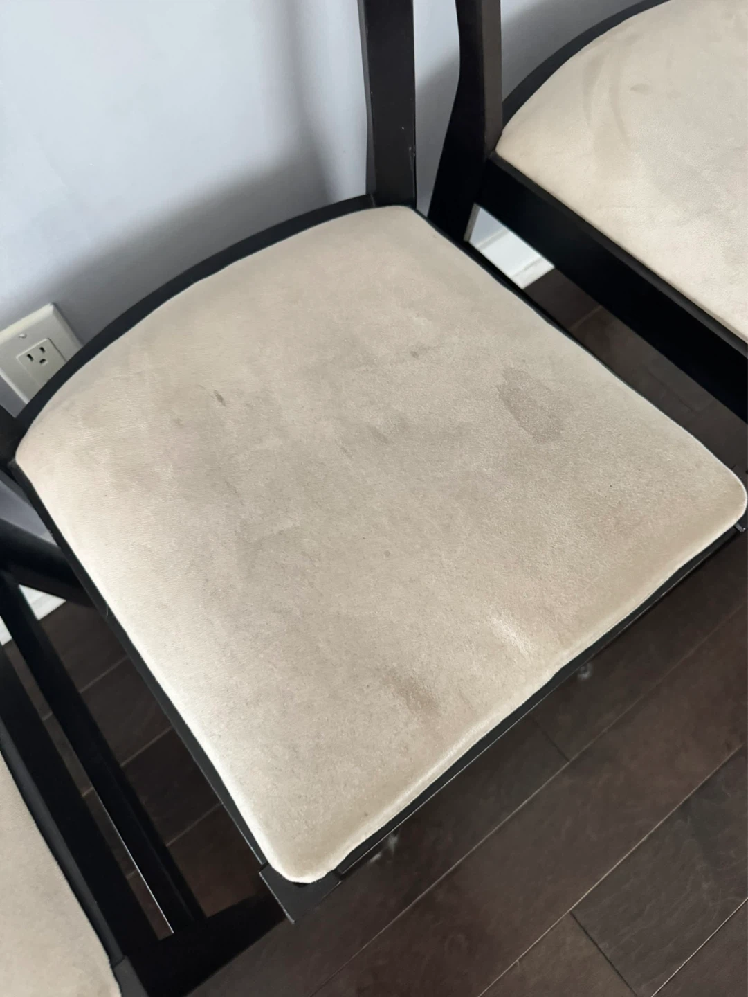⚽️ Set of 4 Dark Wood ikea Dining Chairs with Tan Upholstery - photo 3