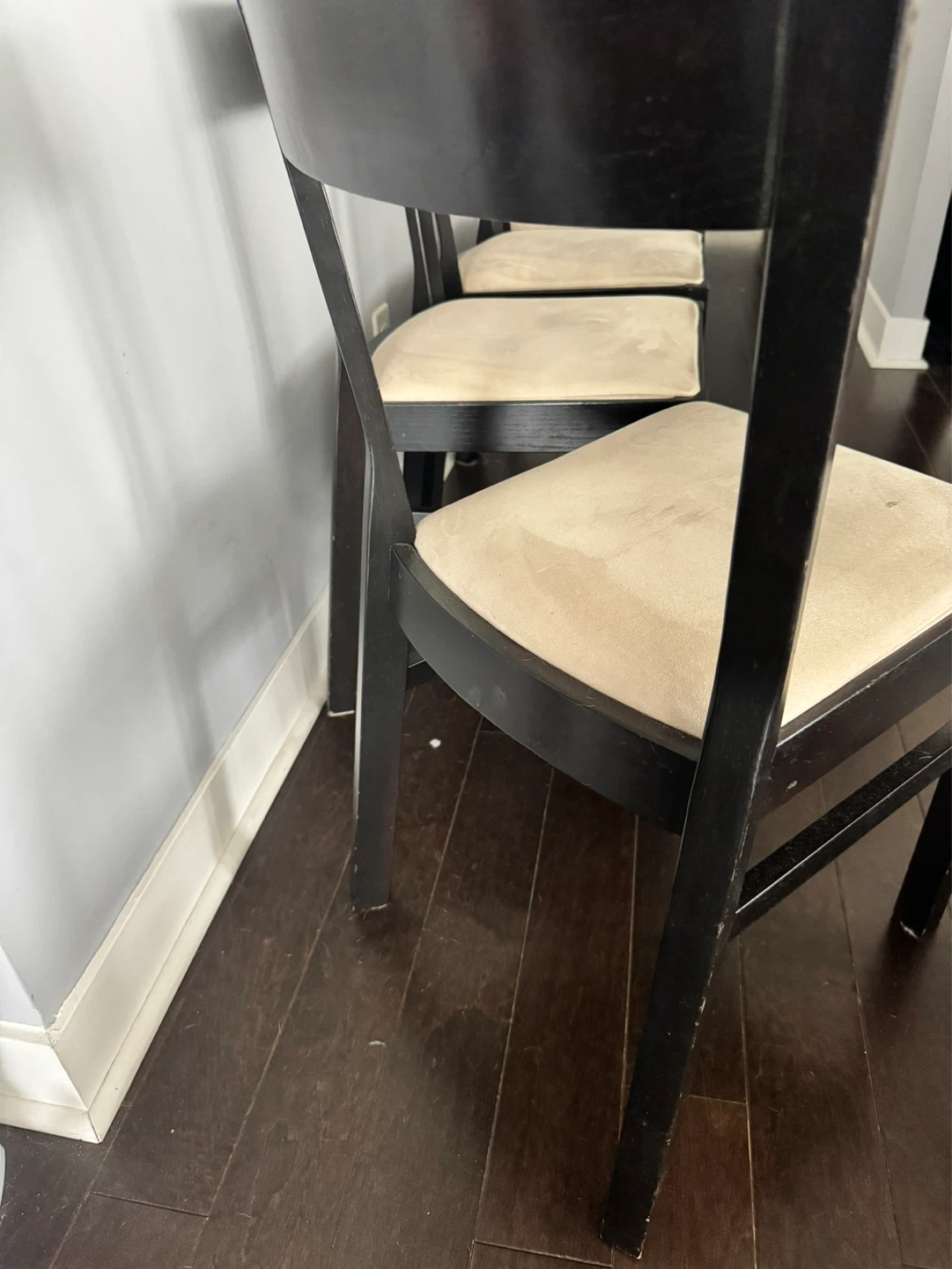 ⚽️ Set of 4 Dark Wood ikea Dining Chairs with Tan Upholstery - photo 2