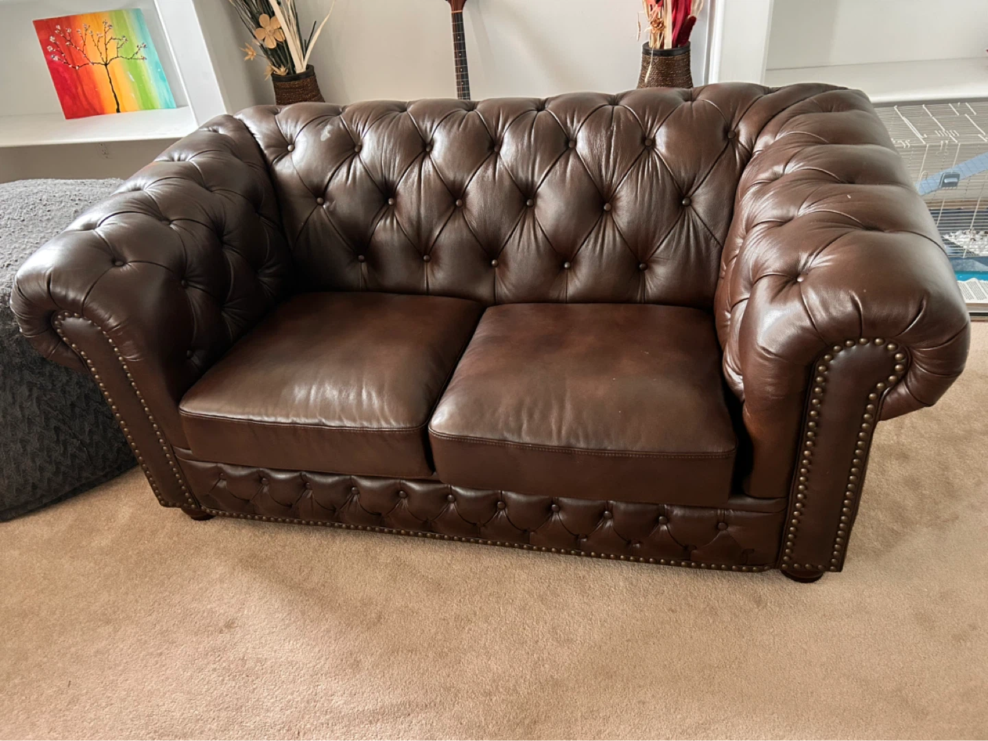 Brown Leather Chesterfield sofa set - photo 4