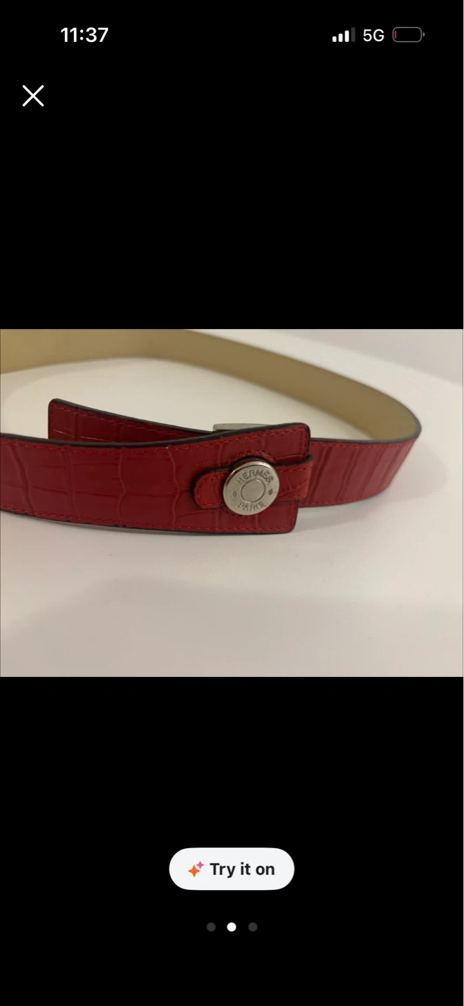 Hermès Red Croc Embossed Leather Belt - photo 3