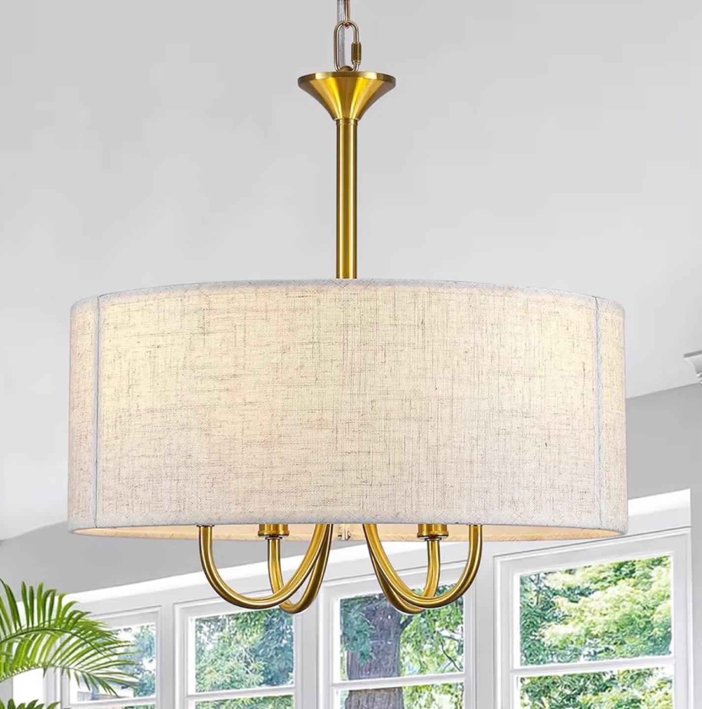4-Light Gold Drum Chandelier
