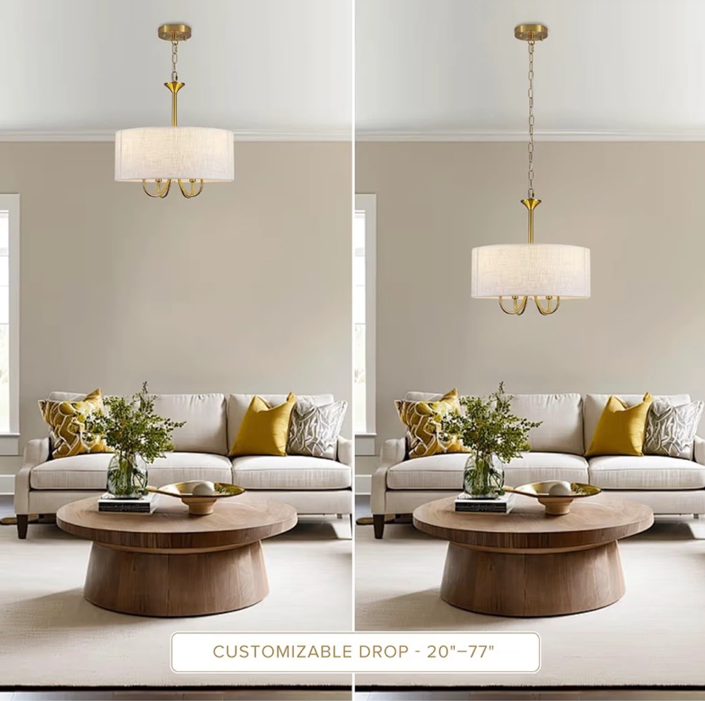 4-Light Gold Drum Chandelier - photo 2