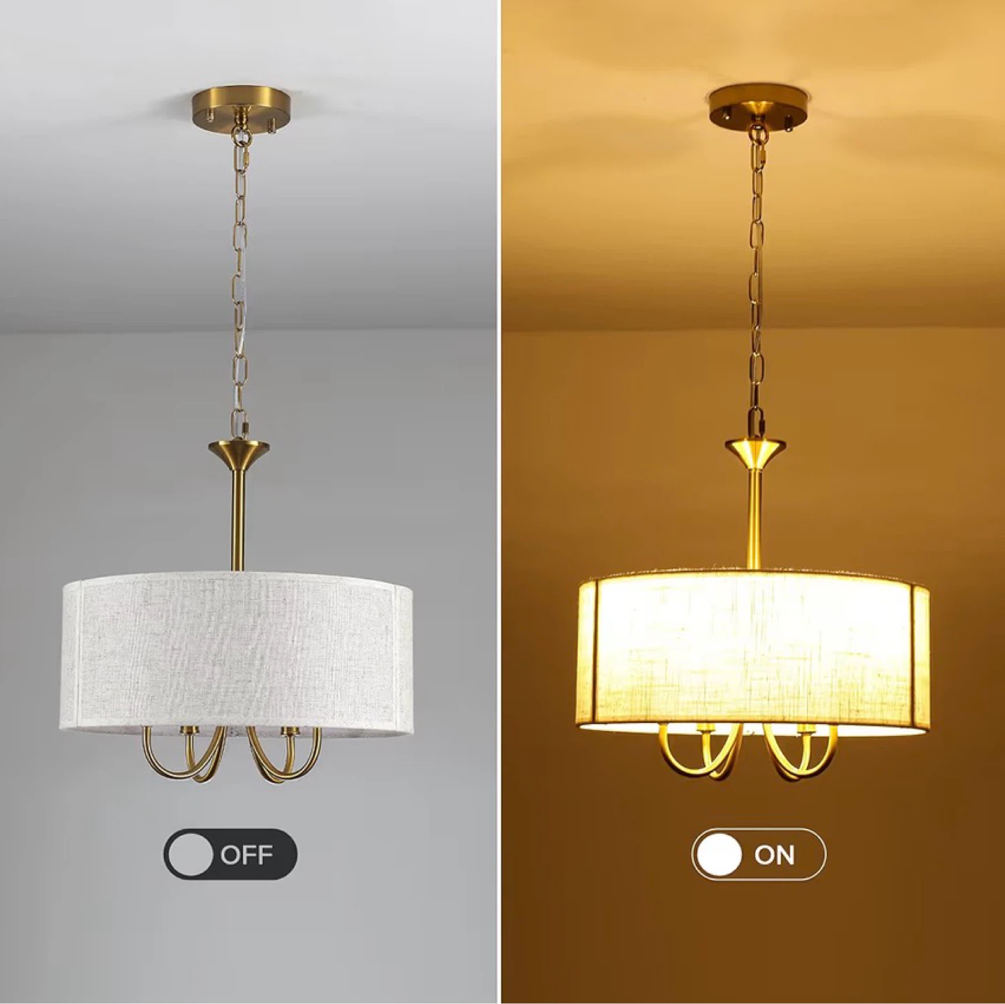 4-Light Gold Drum Chandelier - photo 3